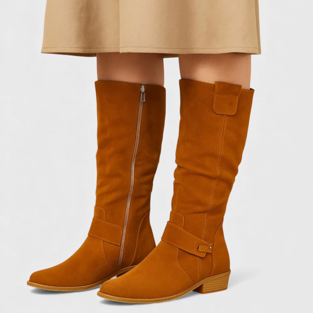 BelleVie - Eleganckie Botki ze Skóry Zamszowej